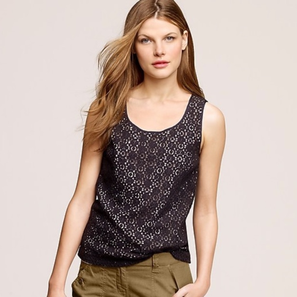 Jcrew Leslie Lace Shell 4 black nude